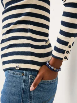 Marineblauw - FatFace Stripe Long Sleeve Top