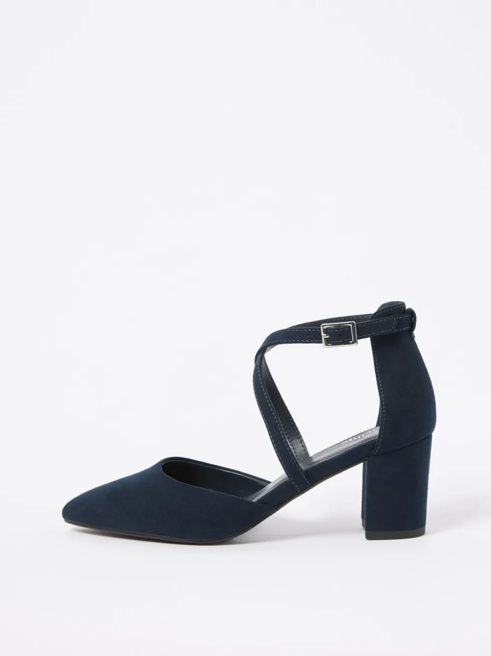 Marineblauw - Friends Like These pumps met blokhak en gekruiste bandjes