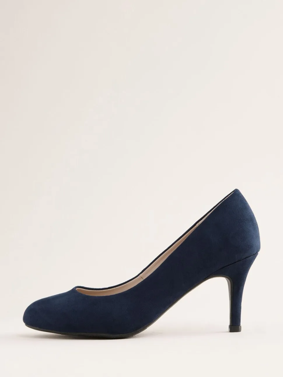 Marineblauw - Friends Like These - Pumps met lage stilettohak, ronde neus en van imitatie suède