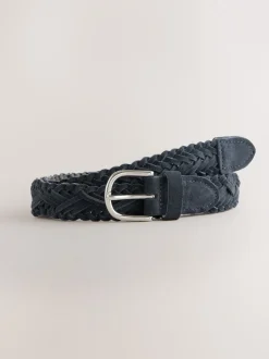 Marineblauw - Hand Plaited Leather Belt
