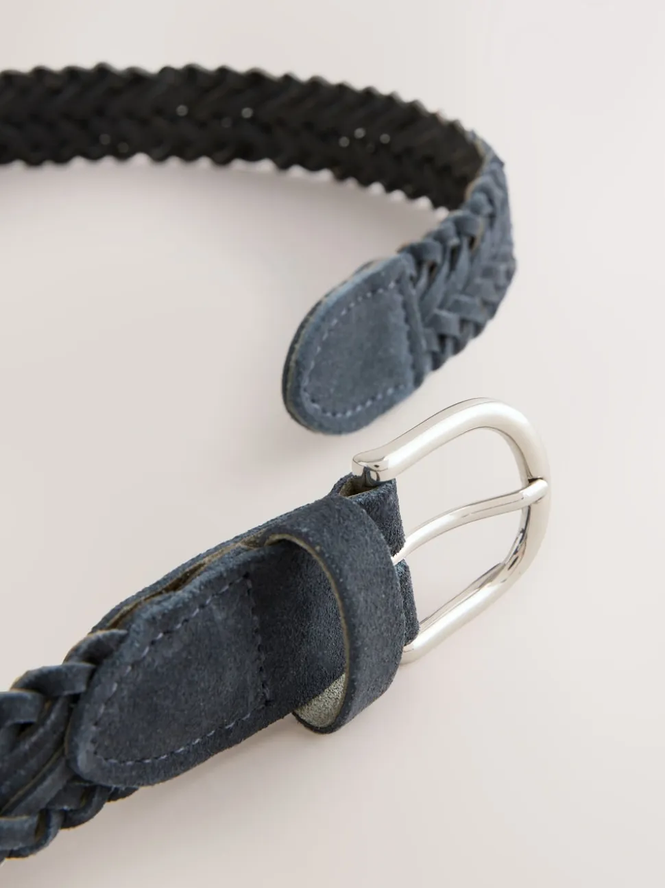Marineblauw - Hand Plaited Leather Belt