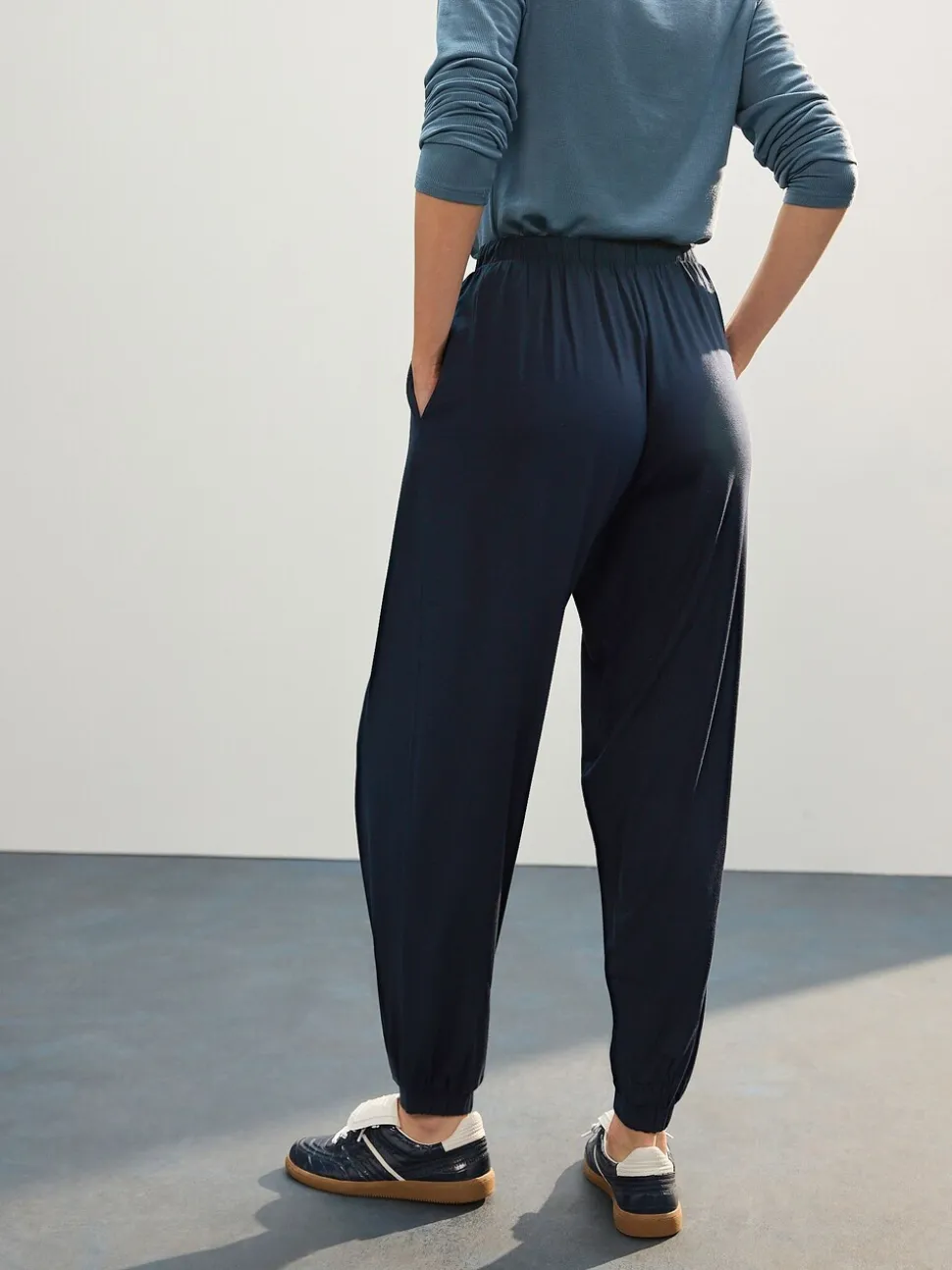 Marineblauw - Jersey Harem Joggers