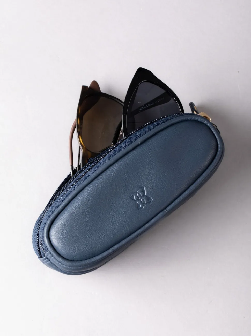 Marineblauw - Lakeland Leather dubbele brillenkoker
