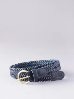 Marineblauw - Lakeland Leather Waverton gevlochten riem