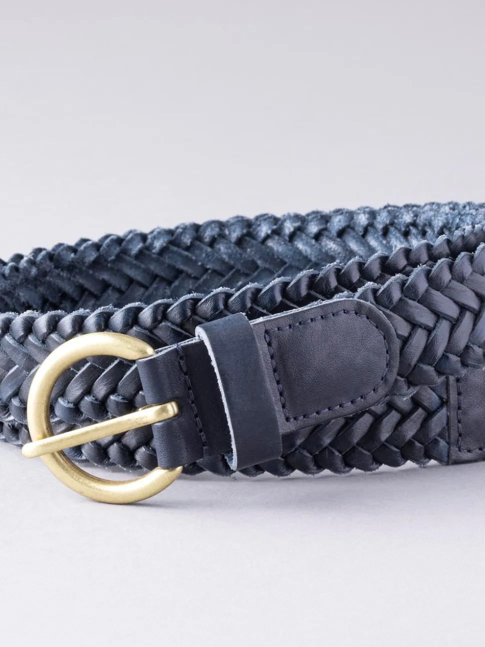 Marineblauw - Lakeland Leather Waverton gevlochten riem
