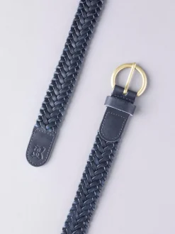 Marineblauw - Lakeland Leather Waverton gevlochten riem