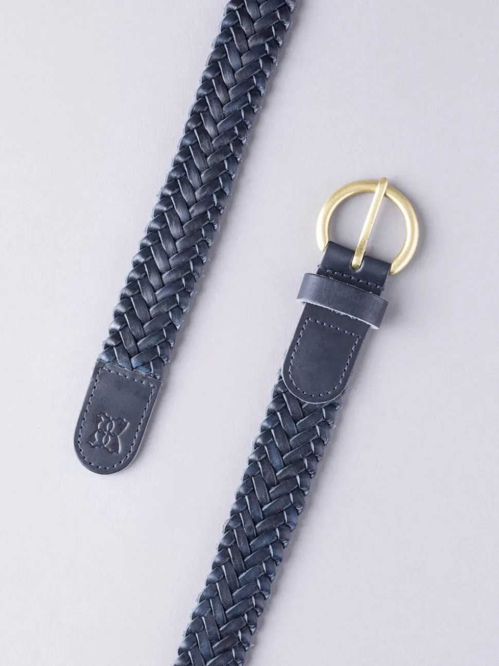 Marineblauw - Lakeland Leather Waverton gevlochten riem