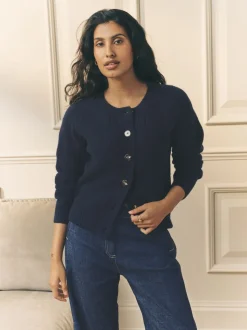 Marineblauw - Laura Ashley Cable Knit Cardigan