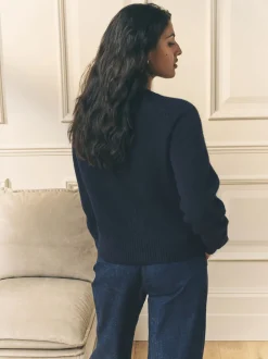 Marineblauw - Laura Ashley Cable Knit Cardigan