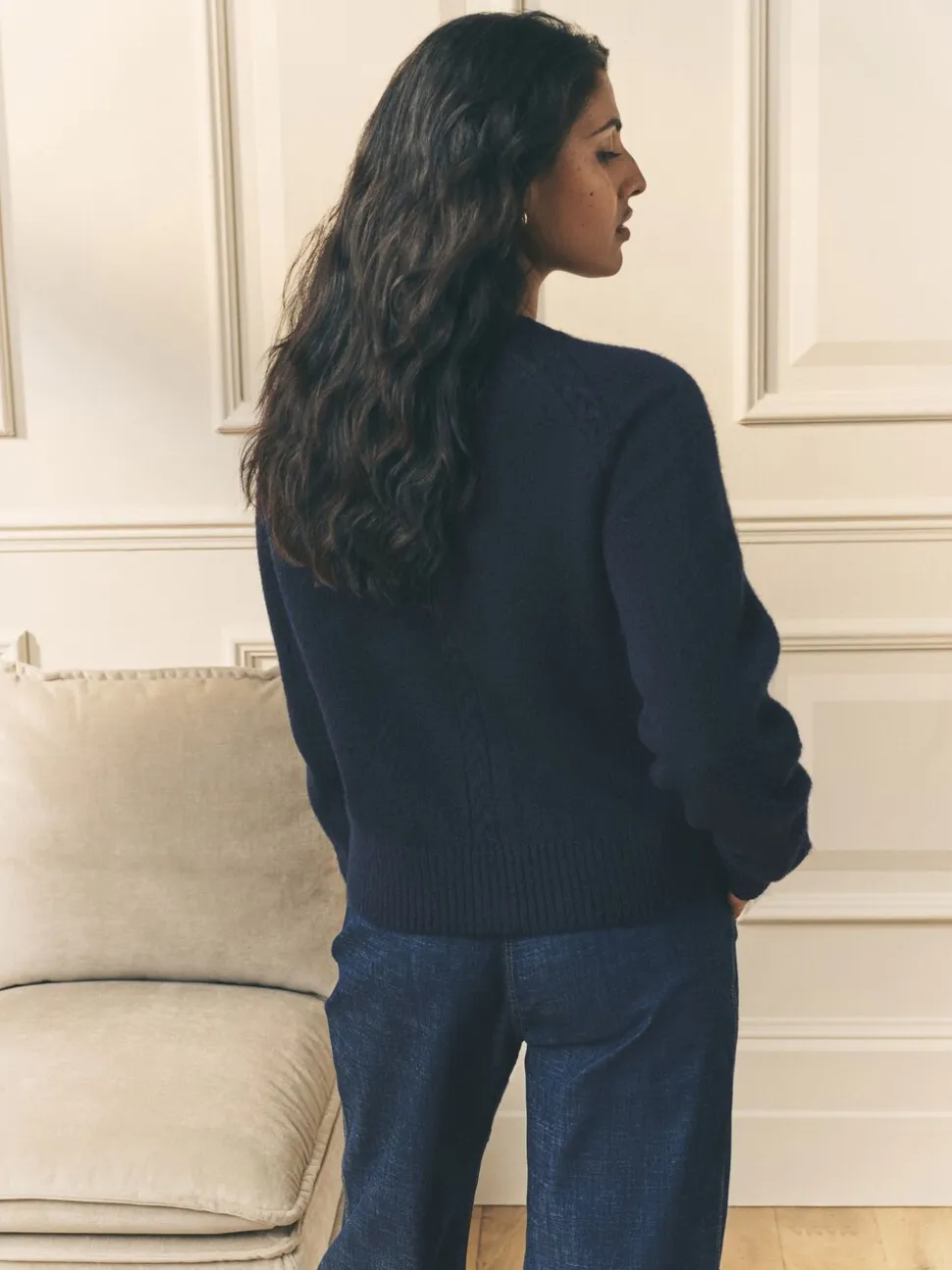 Marineblauw - Laura Ashley Cable Knit Cardigan