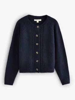 Marineblauw - Laura Ashley Cable Knit Cardigan