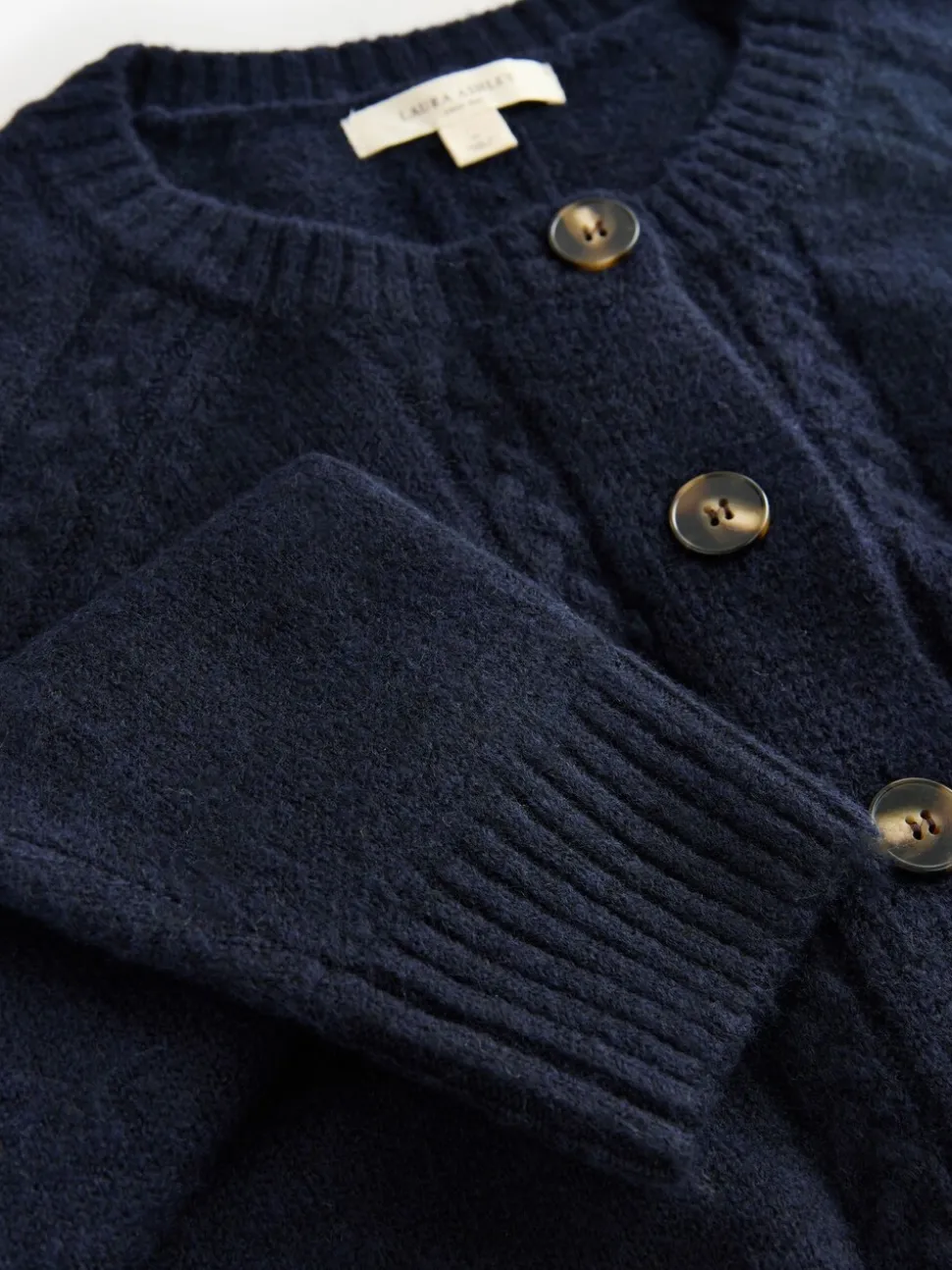 Marineblauw - Laura Ashley Cable Knit Cardigan