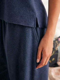 Marineblauw - Laura Ashley Gebreide loungehemdje