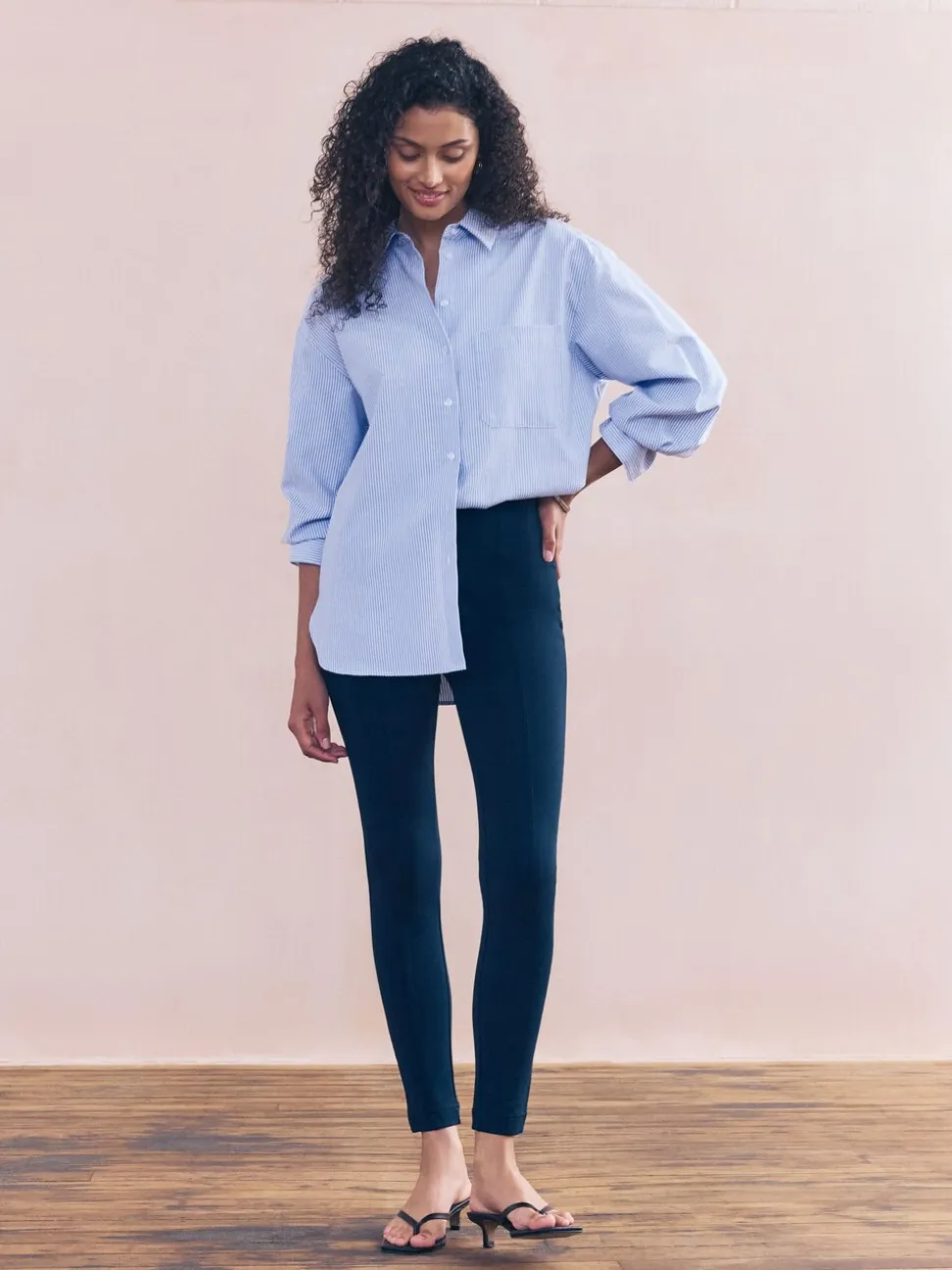 Marineblauw - Legging van ponte-stof