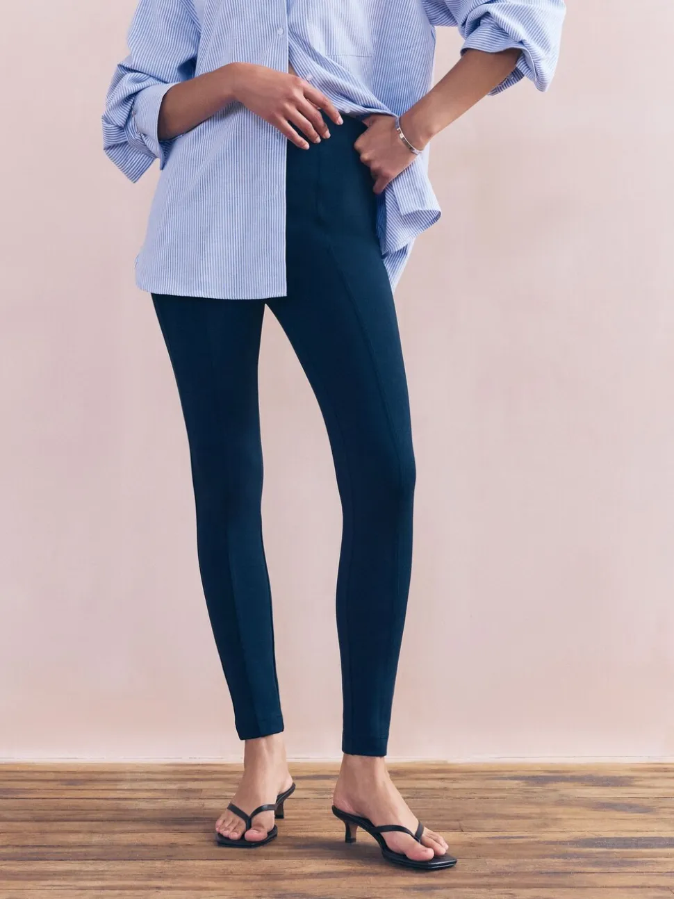 Marineblauw - Legging van ponte-stof