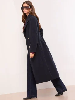 Marineblauw - Lipsy - Lange Jassen met Single breasted en ovale mouwen