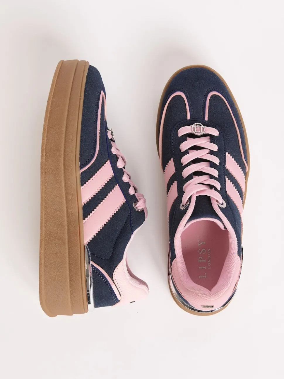Marineblauw - Lipsy Faux suède sportschoen met dikke zool