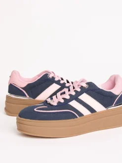 Marineblauw - Lipsy Faux suède sportschoen met dikke zool