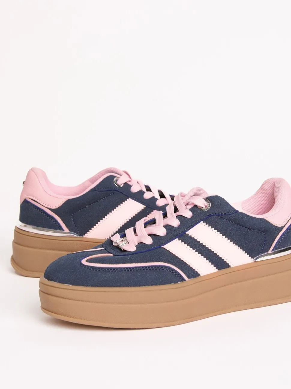 Marineblauw - Lipsy Faux suède sportschoen met dikke zool