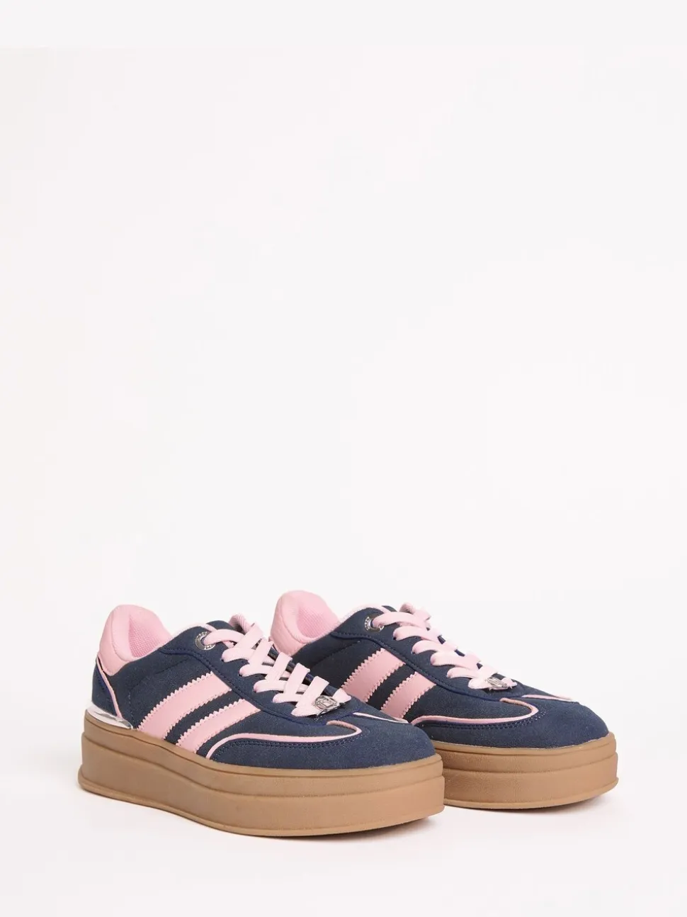 Marineblauw - Lipsy Faux suède sportschoen met dikke zool