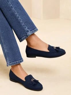 Marineblauw - Lipsy Platte Loafers met Smalle Zool en Kwastjes