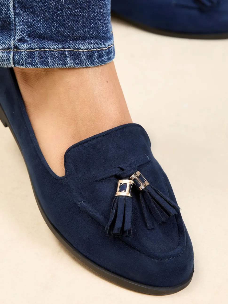 Marineblauw - Lipsy Platte Loafers met Smalle Zool en Kwastjes