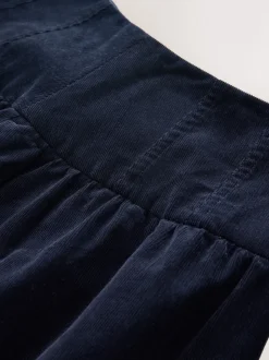 Marineblauw - Midi rok van corduroy met verlaagde taille