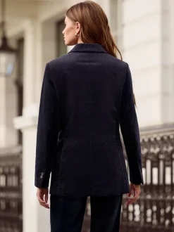 Marineblauw - N. Premium Cord Double Breasted Blazer