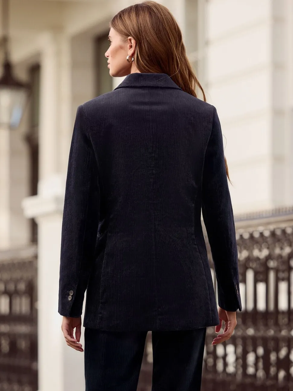 Marineblauw - N. Premium Cord Double Breasted Blazer