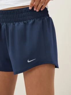 Marineblauw - Nike One Dri-FIT 3 inch short met halfhoge taille en geïntegreerde slip