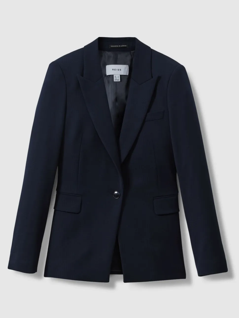 Marineblauw - Reiss Gabi maatsnit-kostuumblazer met enkele knoopsluiting