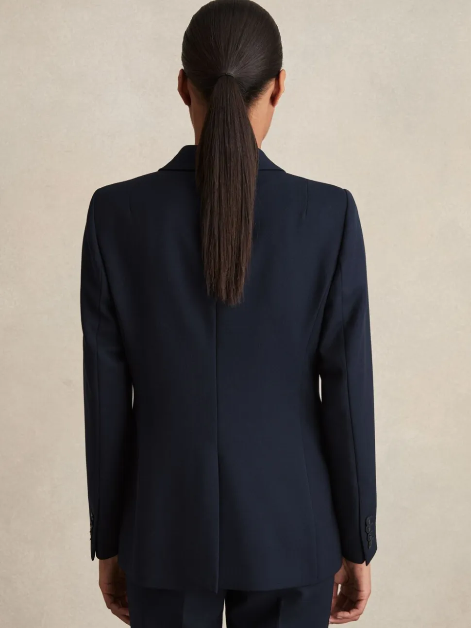 Marineblauw - Reiss Gabi maatsnit-kostuumblazer met enkele knoopsluiting
