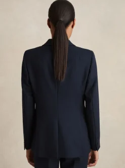 Marineblauw - Reiss Gabi maatsnit-kostuumblazer met enkele knoopsluiting