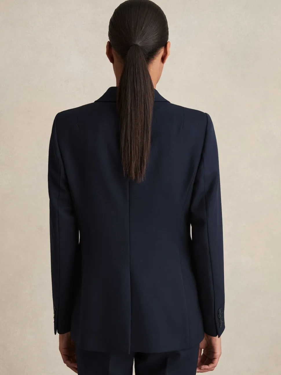 Marineblauw - Reiss Gabi maatsnit-kostuumblazer met enkele knoopsluiting