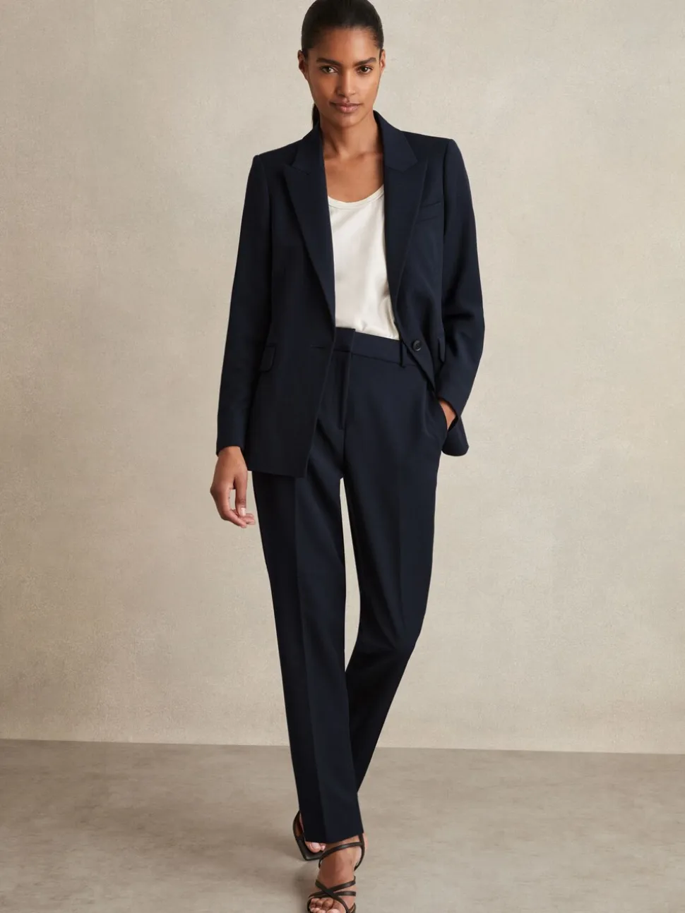 Marineblauw - Reiss Gabi slim-fit kostuumbroek