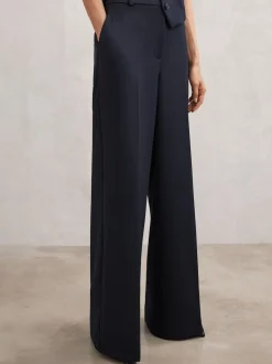 Marineblauw - Reiss Gabi Wide-Leg Suit Trousers