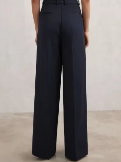 Marineblauw - Reiss Gabi Wide-Leg Suit Trousers