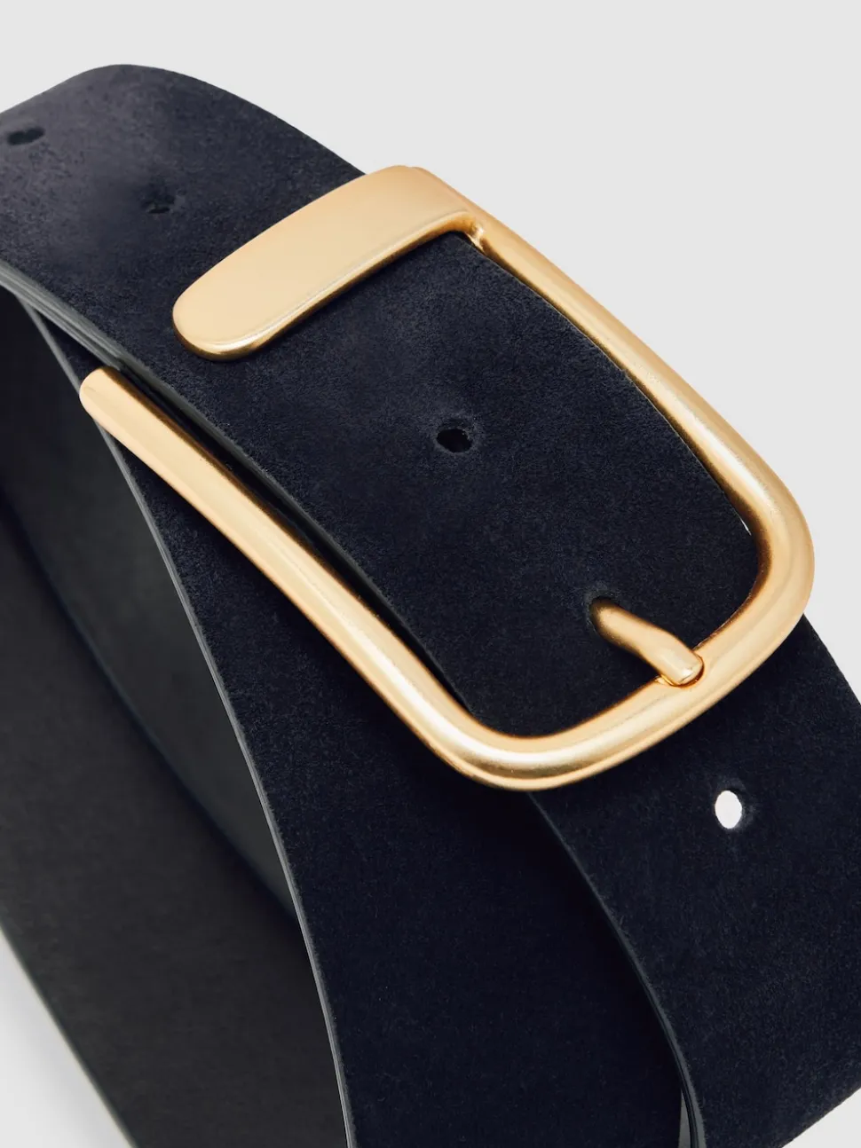 Marineblauw - Reiss Iyla leren riem met halve gesp