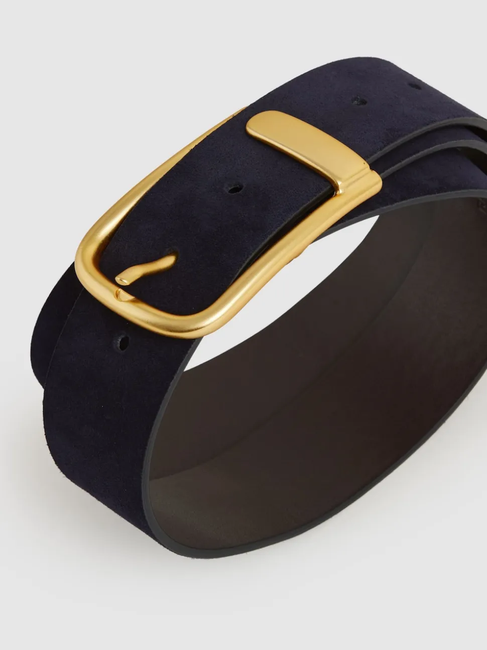 Marineblauw - Reiss Iyla leren riem met halve gesp