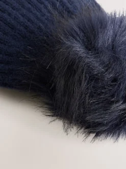 Marineblauw - Rib Knit Pom Hat