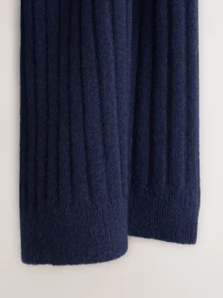 Marineblauw - Ribbed Knit Scarf