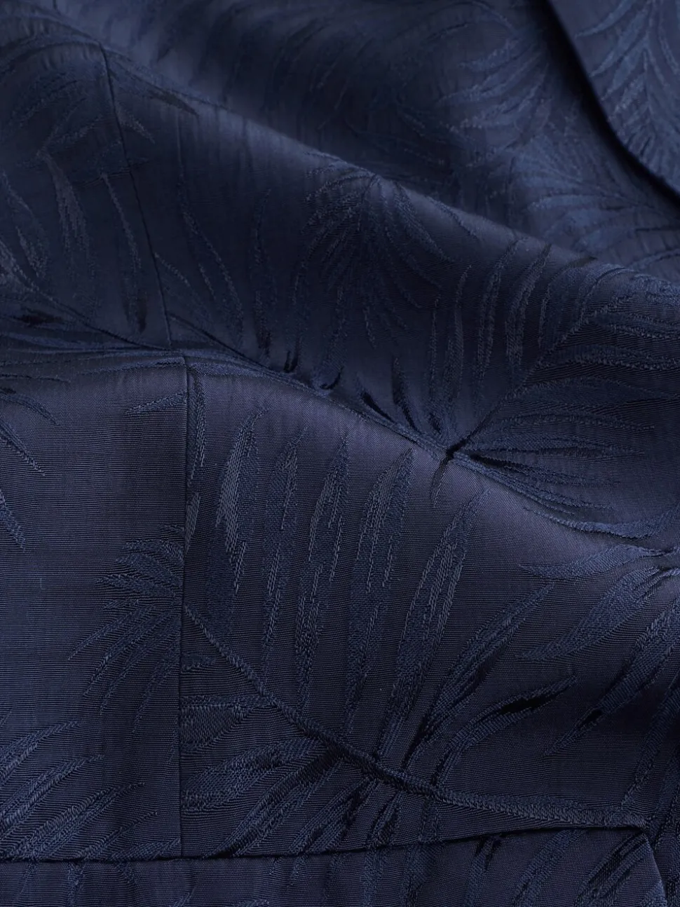 Marineblauw - Satin Jacquard Single Breasted Blazer