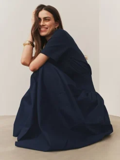 Marineblauw - Shirred Maxi Skirt