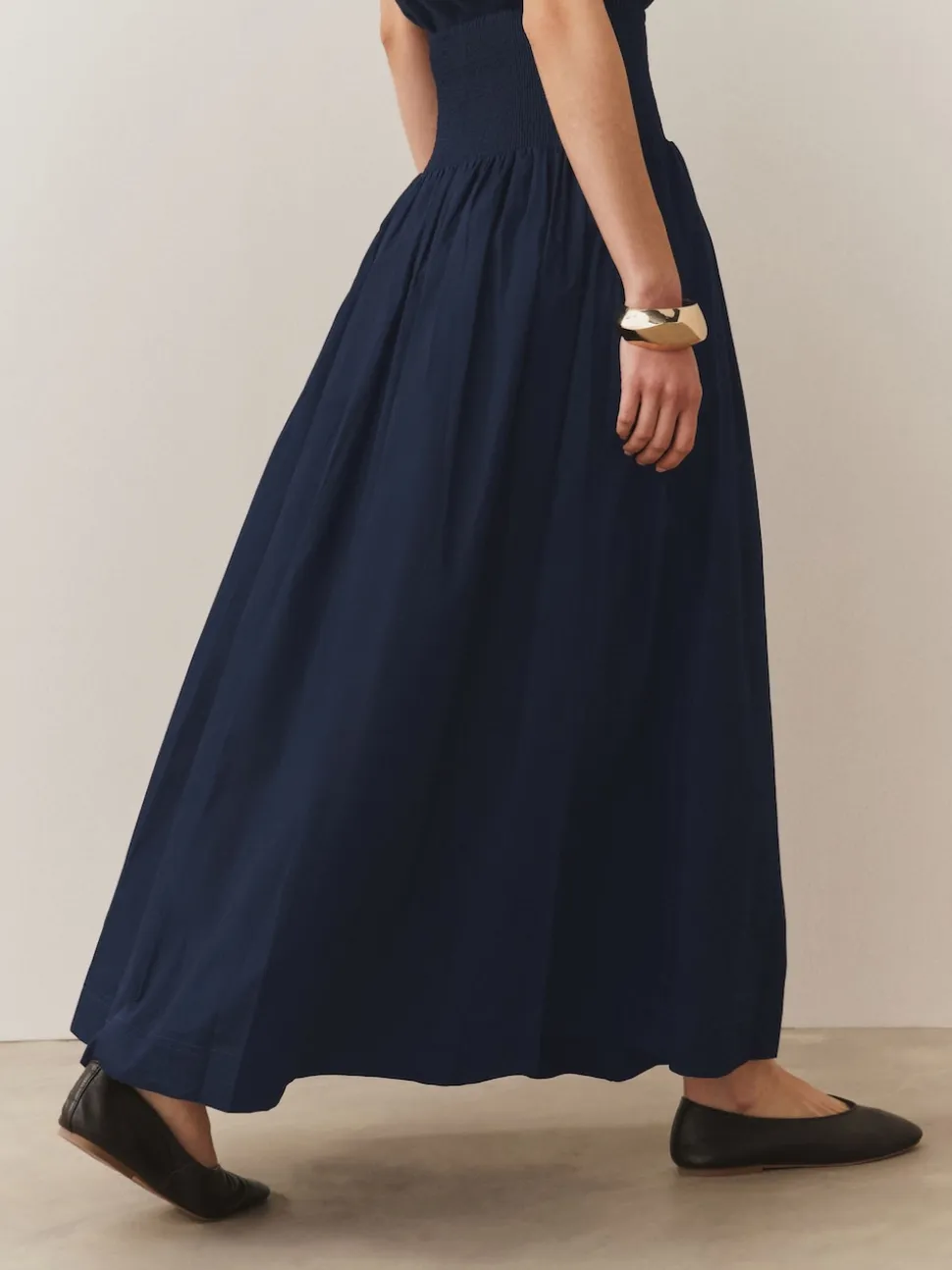 Marineblauw - Shirred Maxi Skirt