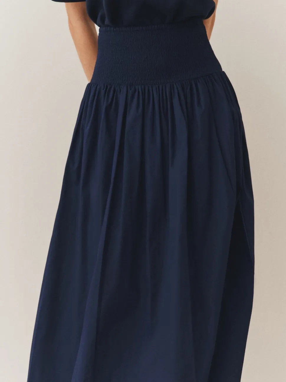 Marineblauw - Shirred Maxi Skirt