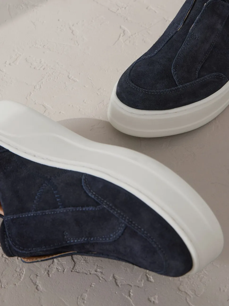 Marineblauw - Signature leren instapsneakers met dikke zool en plateauzool