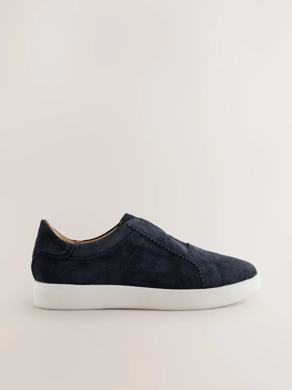 Marineblauw - Signature Premium Leather Laceless Slip-On Trainers