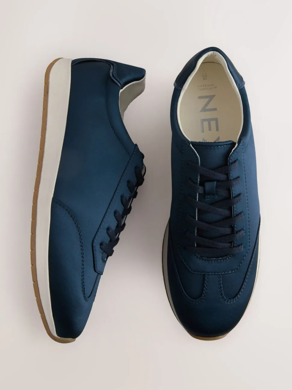 Marineblauw - Slim Satijn Vetersluiting Joggingbroeken Trainers