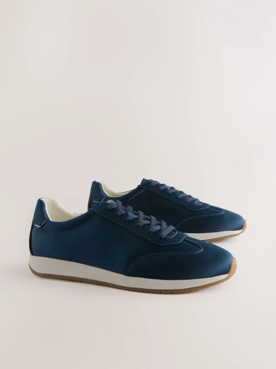 Marineblauw - Slim Satijn Vetersluiting Joggingbroeken Trainers