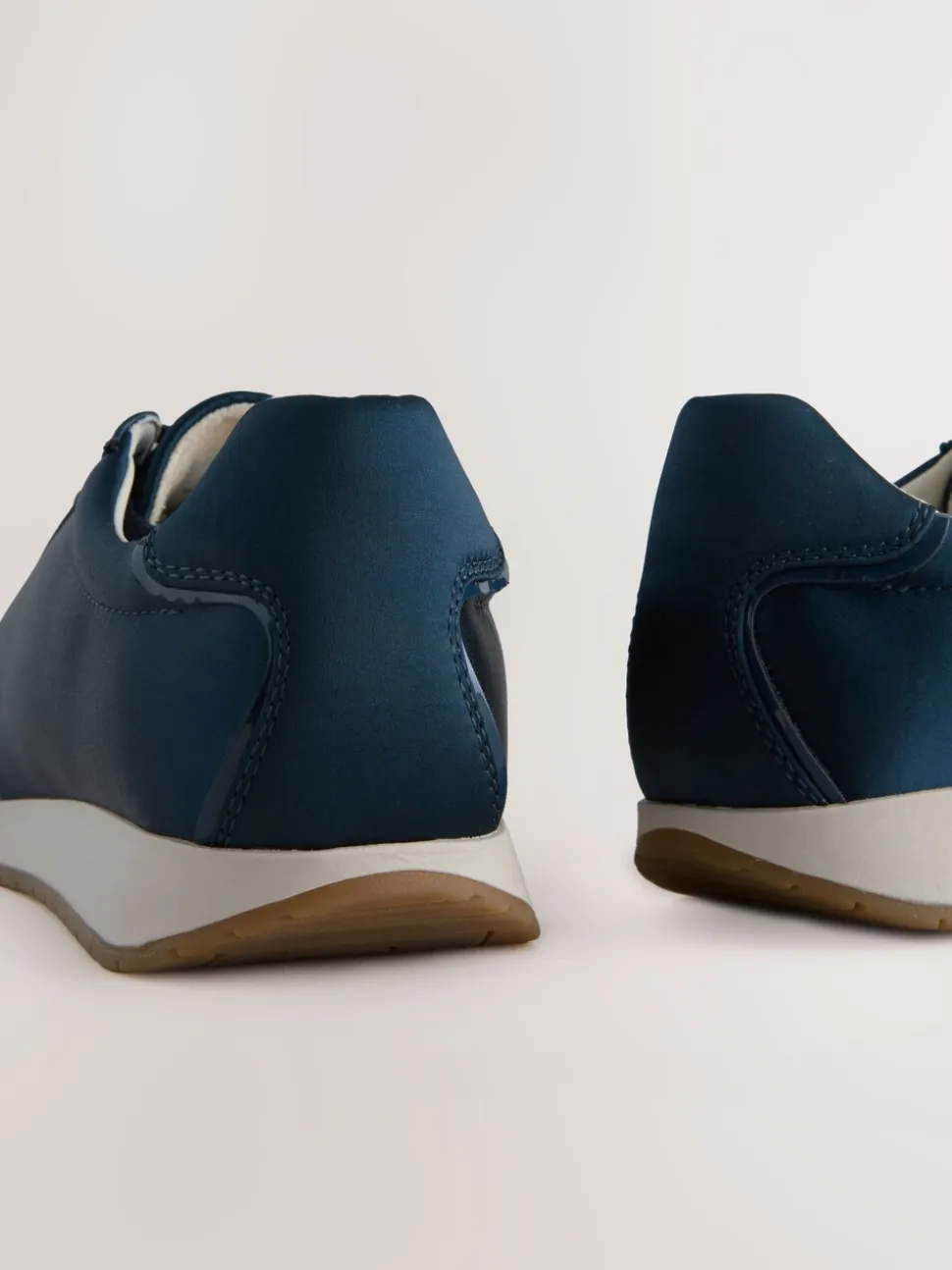 Marineblauw - Slim Satijn Vetersluiting Joggingbroeken Trainers